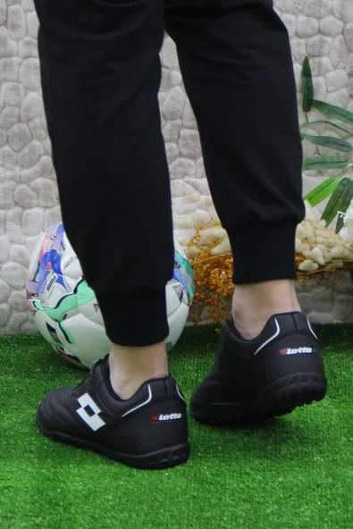Lotto Feat TF Siyah Beyaz Orijinal Ürün Çim Saha Halı Saha Futbol Ayakkabı - 4