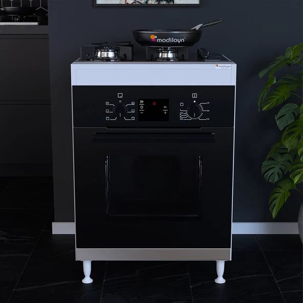 Modilayn ELİT 59,6 x 85 x 56 cm Gömme Ankastre Ocak Ve Fırın Bölmeli Mutfak Dolabı - Resim 3