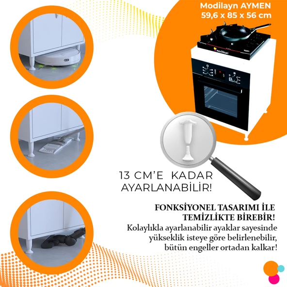 Modilayn AYMEN 59,6 x 85 x 56 cm Set üstü Ocak Ve Ankastre Fırın Dolabı - 3
