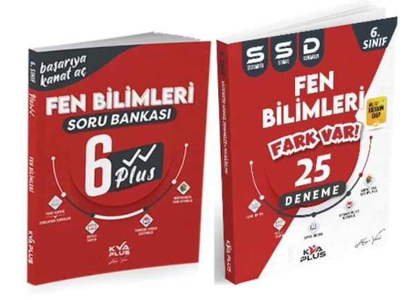 KORAY VAROL YAYINLARI 6. SINIF FEN BİLİMLERİ PLUS SERİSİ SORU BANKASI VE 25 SİSTEMATİK SARMAL DENEME (2 KİTAP)