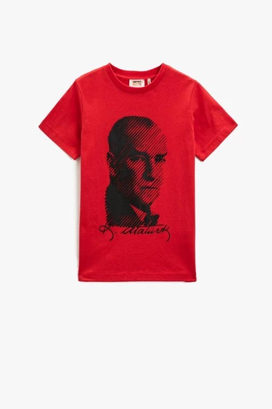 Erkek Çocuk Atatürk Baskılı Tişört Kısa Kollu Bisiklet Yaka Pamuklu - 2