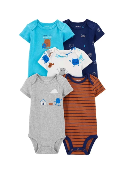 Layette Erkek Bebek 5'li Kısa Kollu Body 1Q124510 - 5
