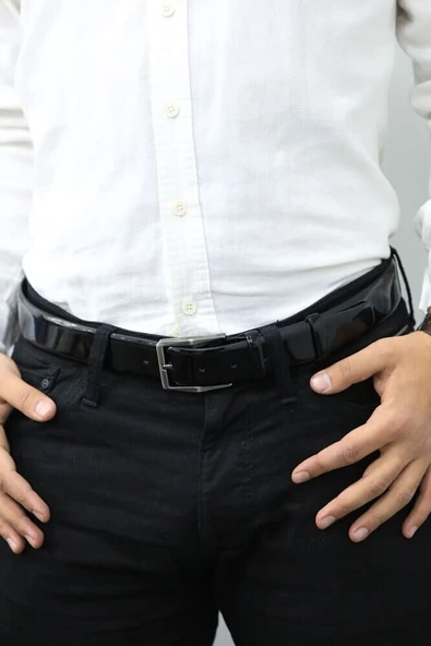 Guard Rugan Siyahi Klasik Deri Erkek Kemeri - 3,5 Cm - GRD2403XW22360 ürün görseli