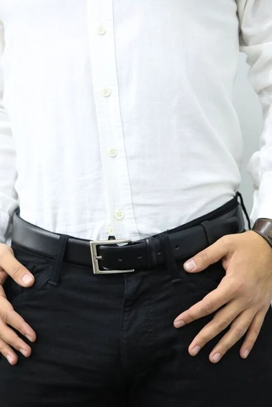 Guard Siyah Klasik Deri Erkek Kemeri - 3,5 Cm - GRD2403XW22353 ürün görseli