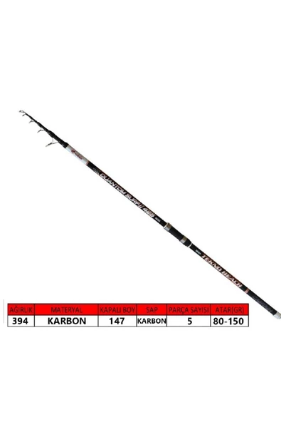 Captain 1691 Quantum II Tele Surf Kamış 80-150gr Atar 390 cm