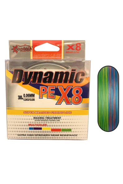 Captain Dynamic PE 8 Örgü İpi Misina 300mt Multi Color 0,12mm