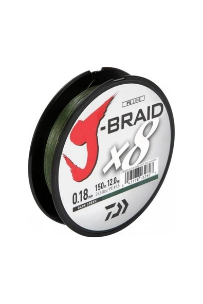 Daiwa J-Braid 8B Koyu Yeşil 150m 0,20 İp Misina