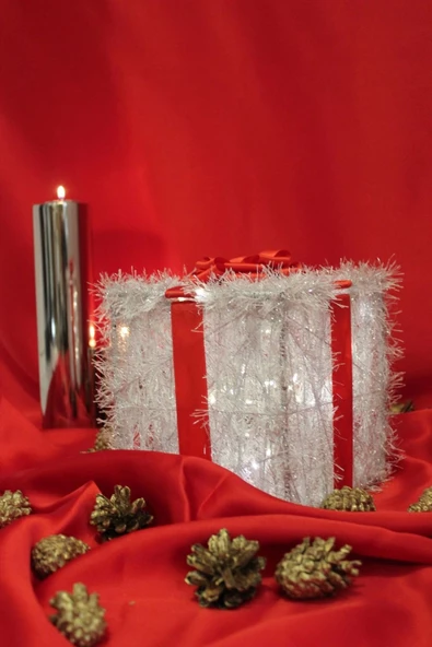 Yılbaşı Ağacı Noel Led Işıklı Hediye Kutusu Paketi Yılbaşı Kırmızı - 2