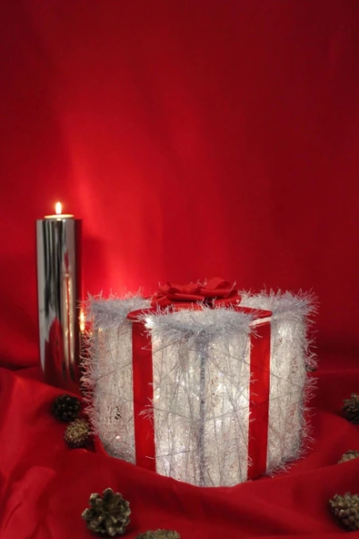 Yılbaşı Ağacı Noel Led Işıklı Hediye Kutusu Paketi Yılbaşı Kırmızı - 7