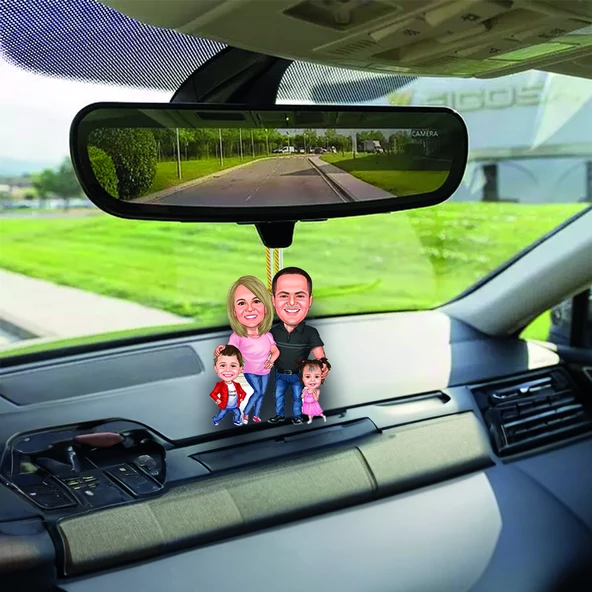 4 Kişilik Aile - Araba Dikiz Ayna Süsü ürün görseli