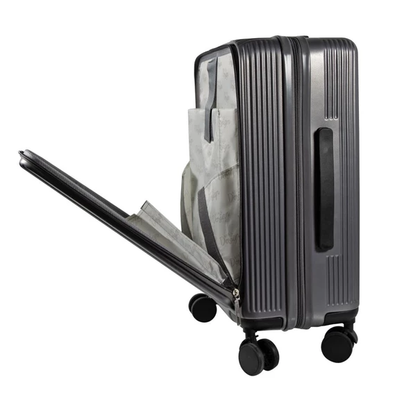 Biggdesign Moods Up Kabin Boy Valiz, Laptop Bölmeli, Bardaklık ve USB Girişli, 360° Tekerlek,TSA Kilit, Gümüş - 7