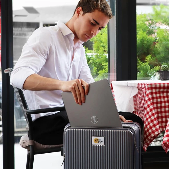 Biggdesign Moods Up Kabin Boy Valiz, Laptop Bölmeli, Bardaklık ve USB Girişli, 360° Tekerlek,TSA Kilit, Gümüş - 2