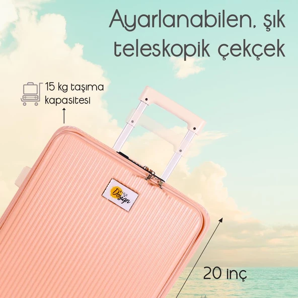 Biggdesign Moods Up Ön Bölmeli, Bardaklık ve USB Girişli Kabin Boy Valiz 20" Pembe - 3