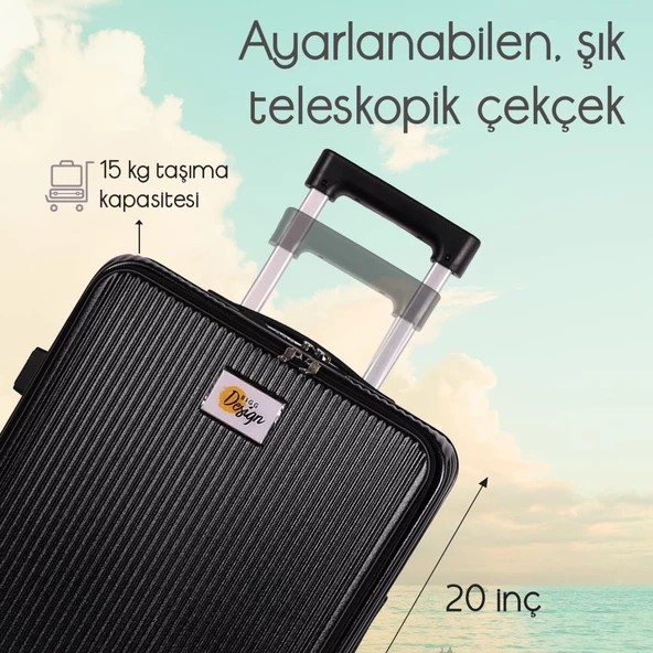 Biggdesign Moods Up Ön Bölmeli, Bardaklık ve USB Girişli Kabin Boy Valiz 20" Siyah - 4