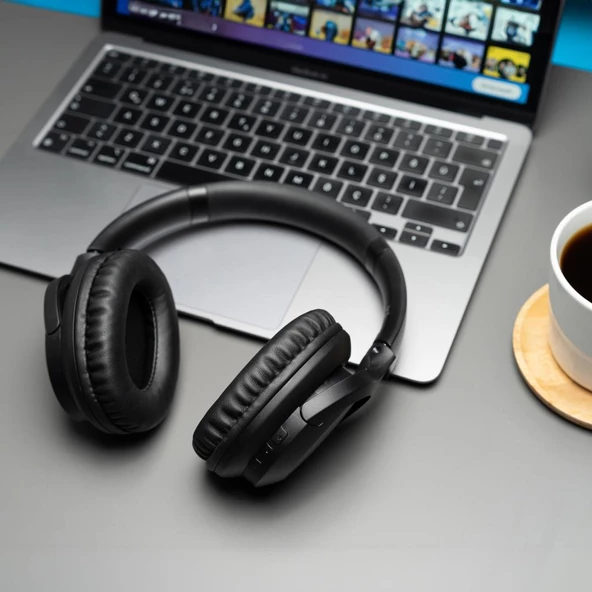 Moodix KO23BT1100B Katlanabilir Bluetooth Kulaküstü Kulaklık Siyah - 7