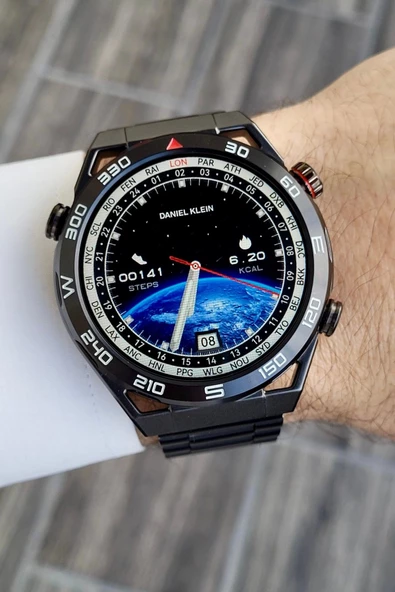 Daniel Klein DKISTE1046 Siyah Renk Pusulalı Barometreli Çift Kordonlu Hediye Paketli Android/ios Uyumlu Akıllı Saat - 8