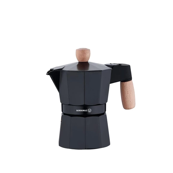 Korkmaz Etna 3 Fincan Siyah Moka Pot 150 ml A5572