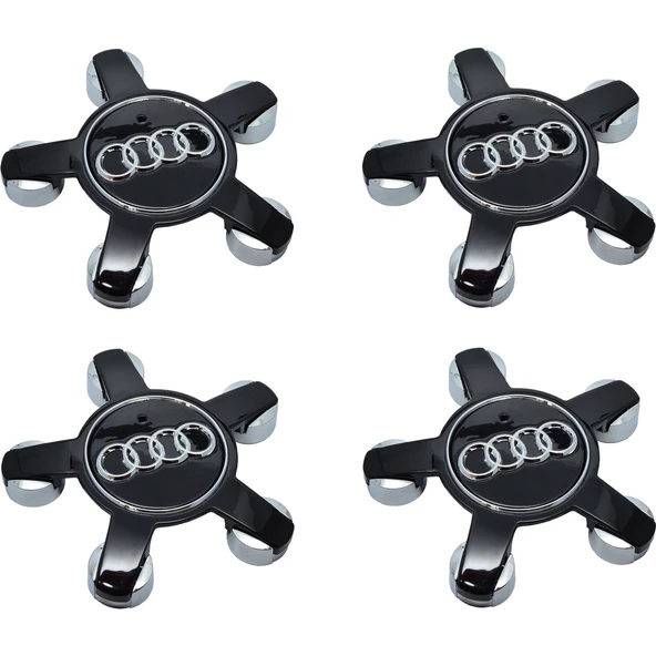 Audi 5 Kol Jant Göbek Kapak Seti 135Mm 4 Adet Siyah