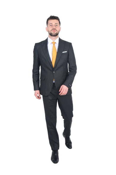 Cengiz İnler Sivri Yaka Çizgili Erkek Takım Elbise - 7