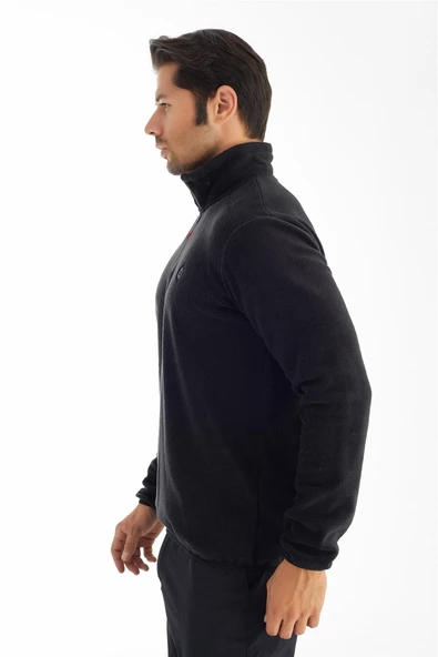 Crozwise Yarım Fermuarlı - Erkek Siyah Spor Polar - 6036-10 - 2