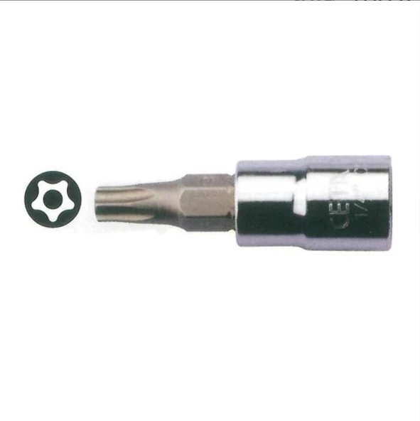 Ceta 1/4" 5 Köşe Delikli Torx Uçlu Lokma - IPR25 x 37 mm