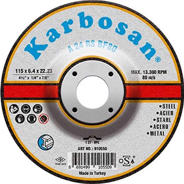 Karbosan 180x6.4x22.23 NK Metal Taşlama Diski-KARBOSAN 910570