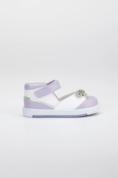 Şirinbebe Cırtlı Taşlı Lila Kız İlkadım Bebek Ayakkabısı - Resim 2