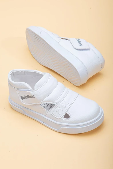 Şirinbebe Şiringenç Dikiş Detaylı İki Cırtlı Beyaz İlkadım Bebek Çocuk Ayakkabısı - 2