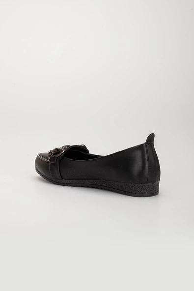 Cilt Tokalı Termo Taban Siyah Kadın Babet - Resim 5