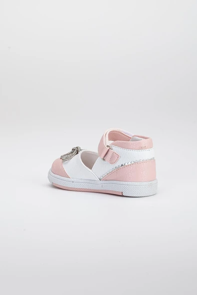 Şirinbebe Cırtlı Taşlı Pudra Kız İlkadım Bebek Ayakkabısı - 4