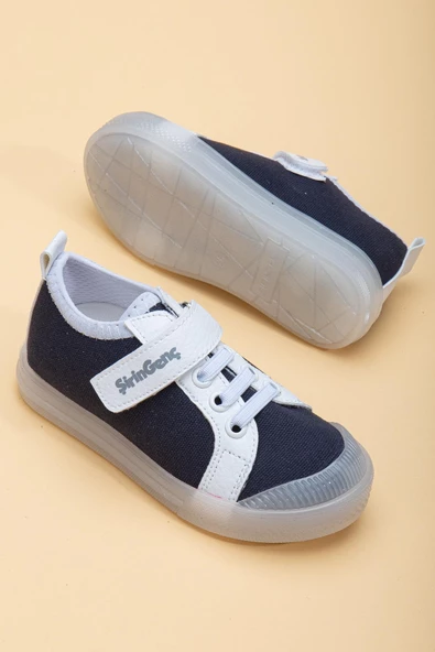 Şirinbebe Şiringenç Keten Lacivert Beyaz Erkek İlkadım Bebek Çocuk Ayakkabısı - Resim 3