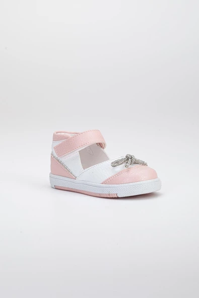 Şirinbebe Cırtlı Taşlı Pudra Kız İlkadım Bebek Ayakkabısı - 3