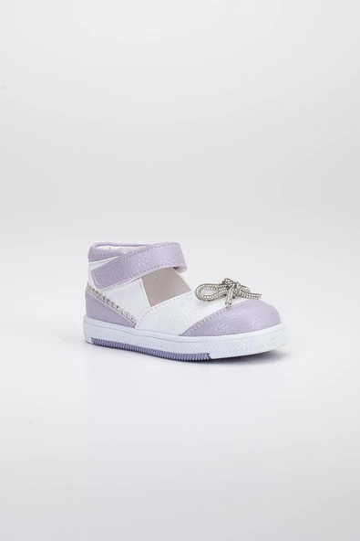 Şirinbebe Cırtlı Taşlı Lila Kız İlkadım Bebek Ayakkabısı - Resim 3
