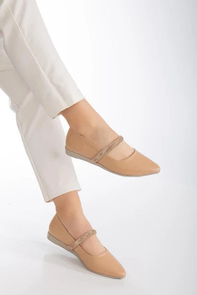 Kalın tek Sıra Taşlı Cilt Nude Kadın Babet - Resim 2