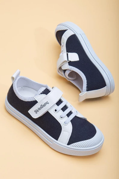 Şirinbebe Şiringenç Keten Lacivert Beyaz Erkek İlkadım Bebek Çocuk Ayakkabısı - Resim 4