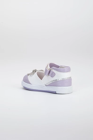 Şirinbebe Cırtlı Taşlı Lila Kız İlkadım Bebek Ayakkabısı - Resim 4
