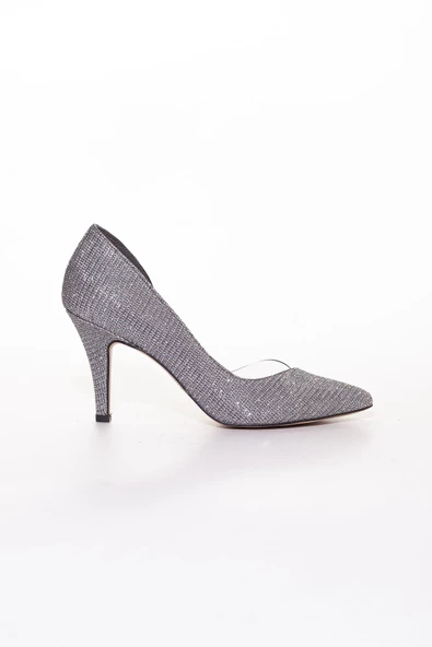 İnce Topuklu Yanı Şeffaf Platin Kadın Stiletto - 2