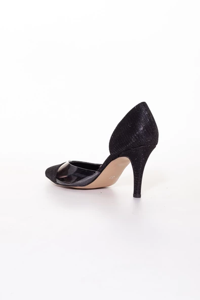 İnce Topuklu Yanı Şeffaf Siyah Kadın Stiletto - 4