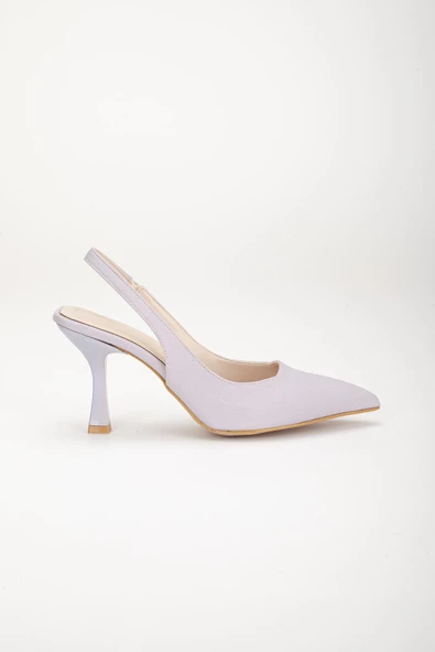 Zara Saten Arka Açık Gri Kadın Topuklu Ayakkabı - Resim 3