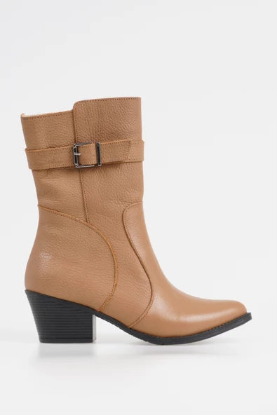 Kadın Hakiki Deri Topuklu Sivri Burun Bot - 3