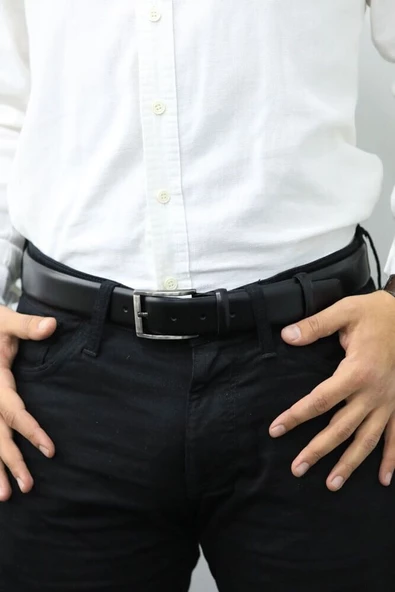 Guard Açma Siyahi Klasik Deri Erkek Kemeri - 3,5 Cm - GRD2403XW22359 ürün görseli