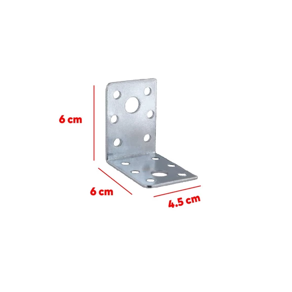 Mobilya Eşya Dolap Duvara Sabitleyici Köşebent Bağlantı Aparatı L Demiri Gönye 60x60x45 Mm (10 ADET) - 2