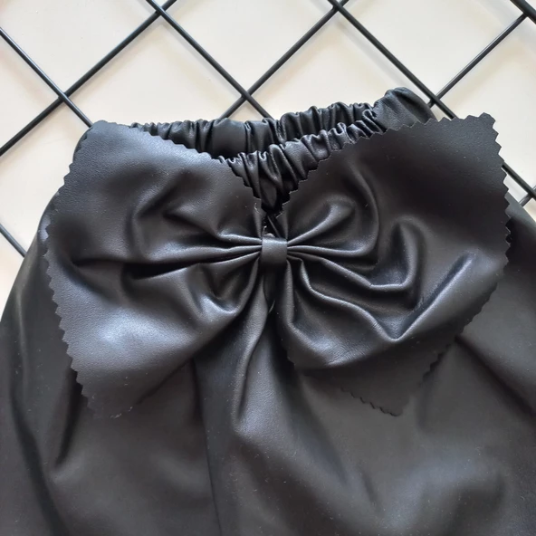 MARS BABY Kız Çocuk Fiyonklu Siyah Deri Etek - 2