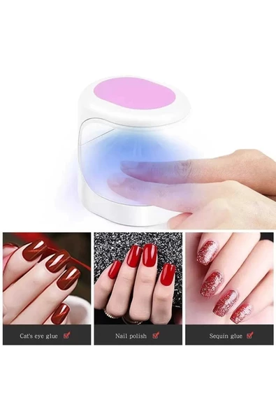 Mini Uv Led Işık Oje Tırnak Kurutucu Tasarımlı Express Protez Tırnak Kiti Kurutma Cilası - 2