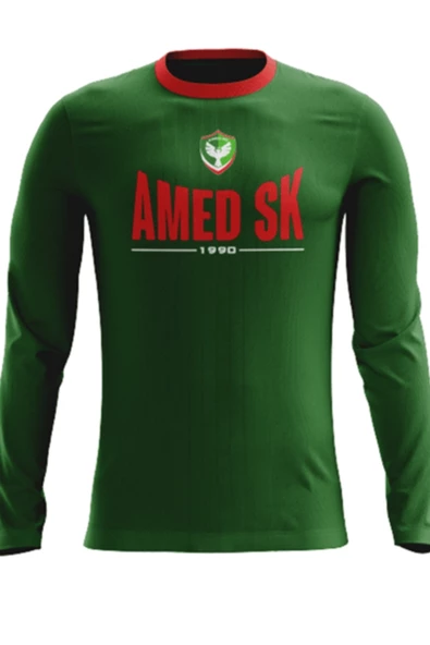 AMED SPOR 0027 ERKEK YEŞİL-KIRMIZI SWEAT