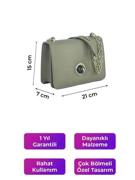 Kriste Bell Kadın Çapraz Askılı Çanta Vizon 7175 - 2