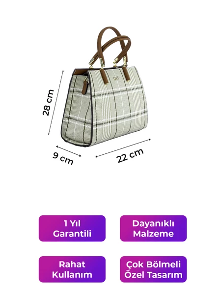 Kriste Bell Kadın Çanta Ekose - Bej 7406-E - 2