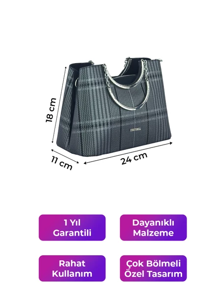 Kriste Bell Kadın Çanta Ekose Platin 7140 - Resim 2