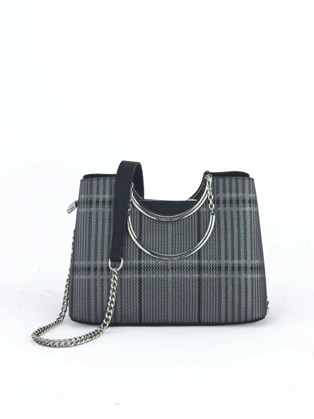 Kriste Bell Kadın Çanta Ekose Platin 7140 - Resim 5