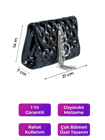 Kriste Bell Kadın Çanta Rugan Siyah 26366 - Resim 2